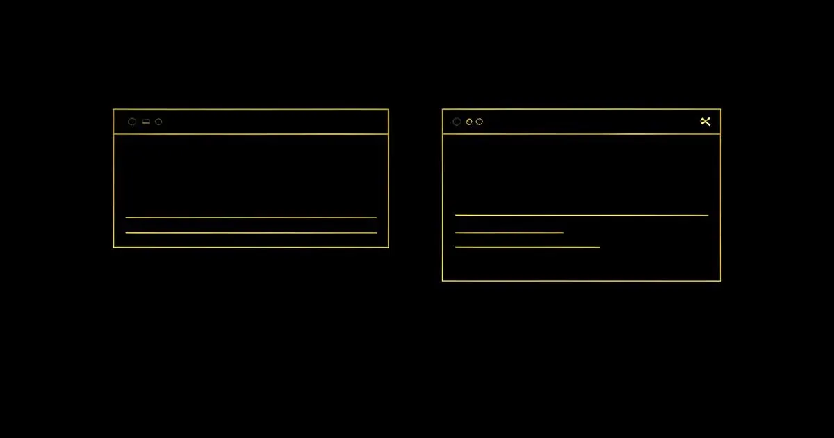 Ilustração escura minimalista de um formulário com poucos campos e um traço dourado indicando simplicidade