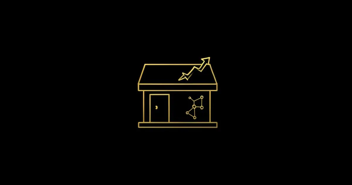 Ilustração escura minimalista de um caminho em degraus ascendentes com detalhes dourados, representando os primeiros passos do marketing digital