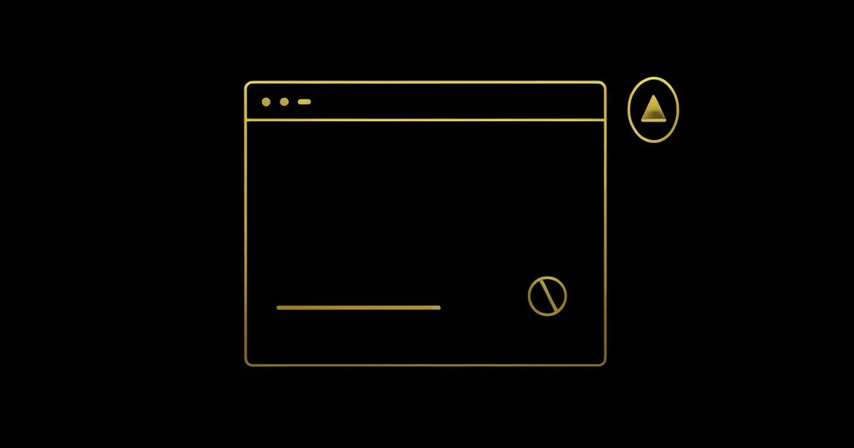 Ilustração escura minimalista de uma tela elegante com um botão de destaque dourado no centro